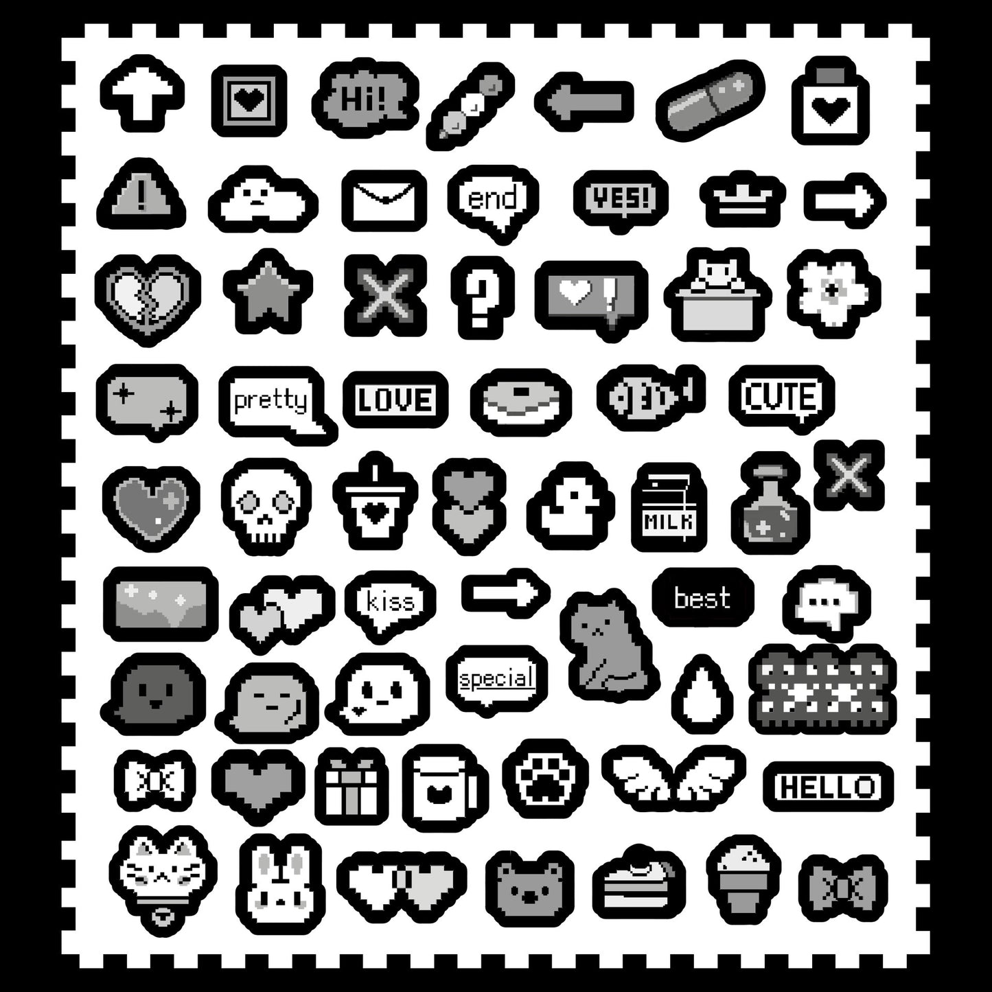 Kawaii Pixel Stickers