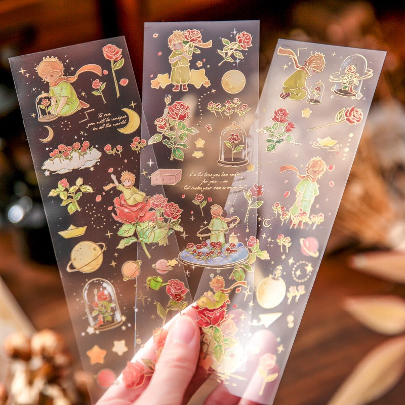Gold Foil PVC Little Prince Stickers - 3 Sheets, 1 Pack