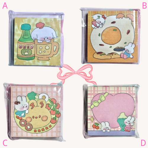 Kawaii Stationery Bunny Bento Club Mini Memo Pad - 80 sheets, 1 unit