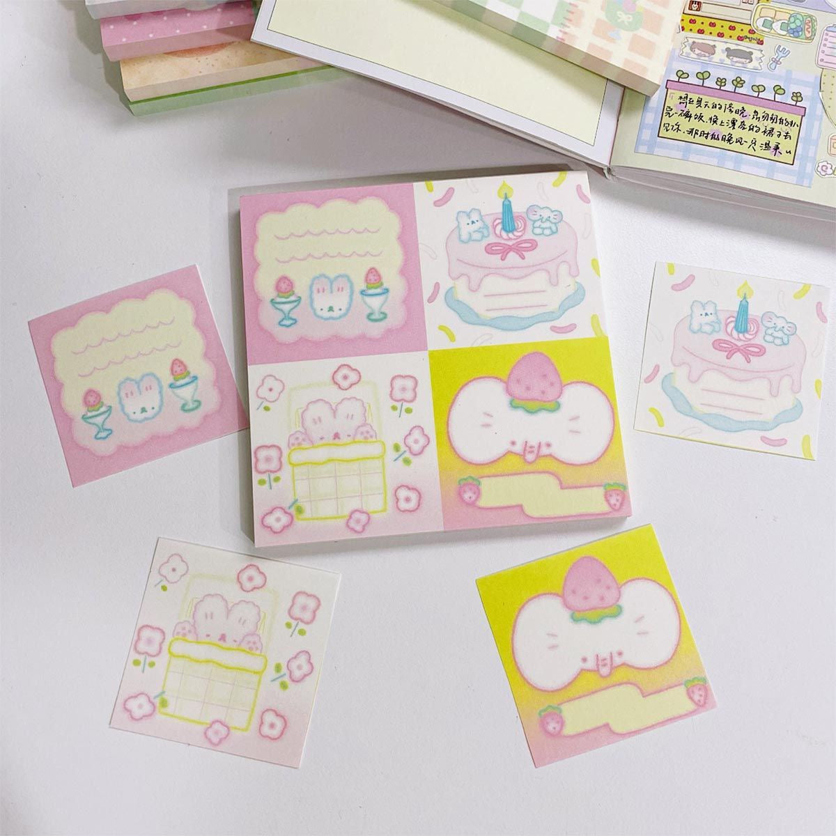 Kawaii Stationery Japanese Cartoon Patchwork Memo Pad - 50 sheets, 1 unit