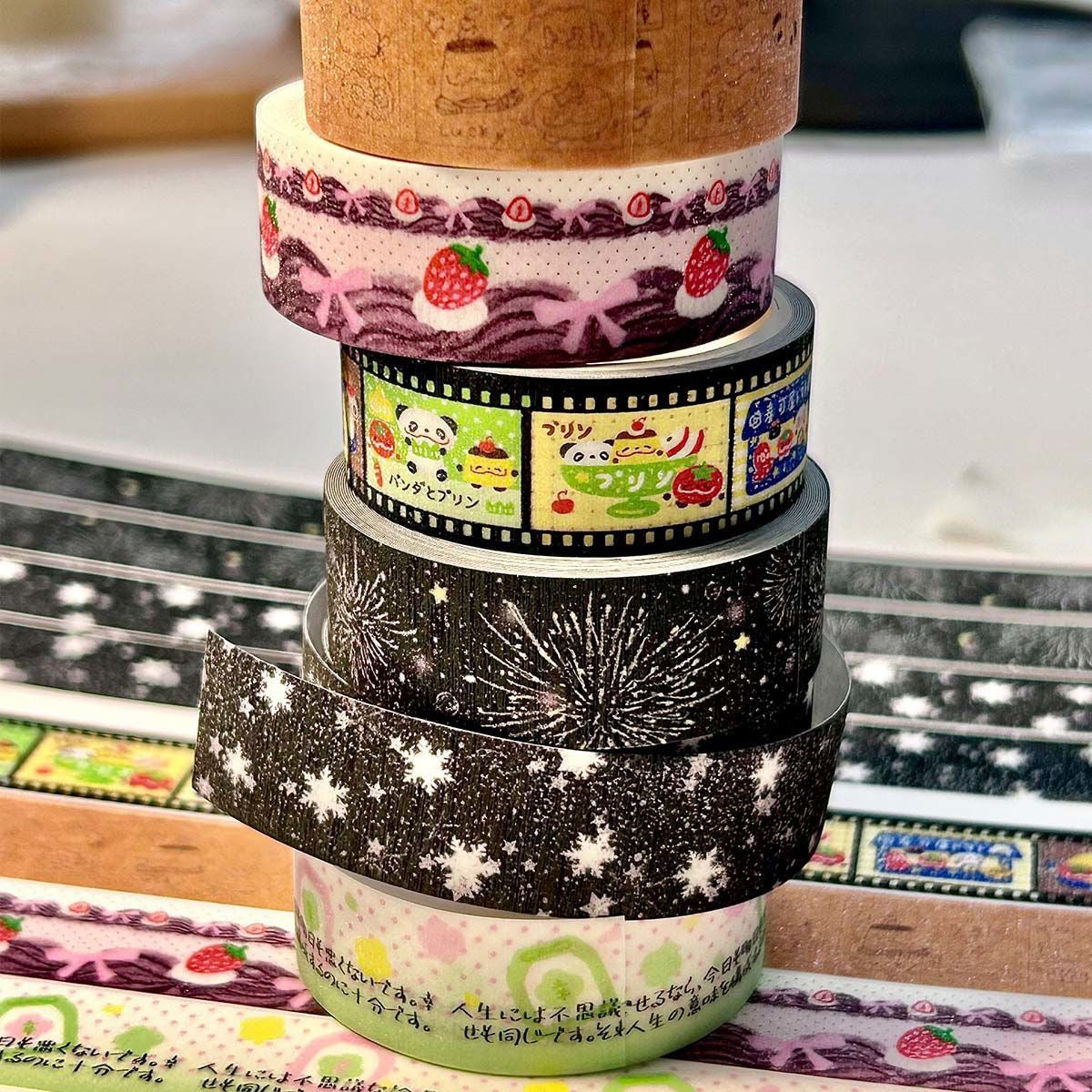 Kawaii Japanese Glitter Washi Tape - 1.5 x 300 cm, 1 Roll