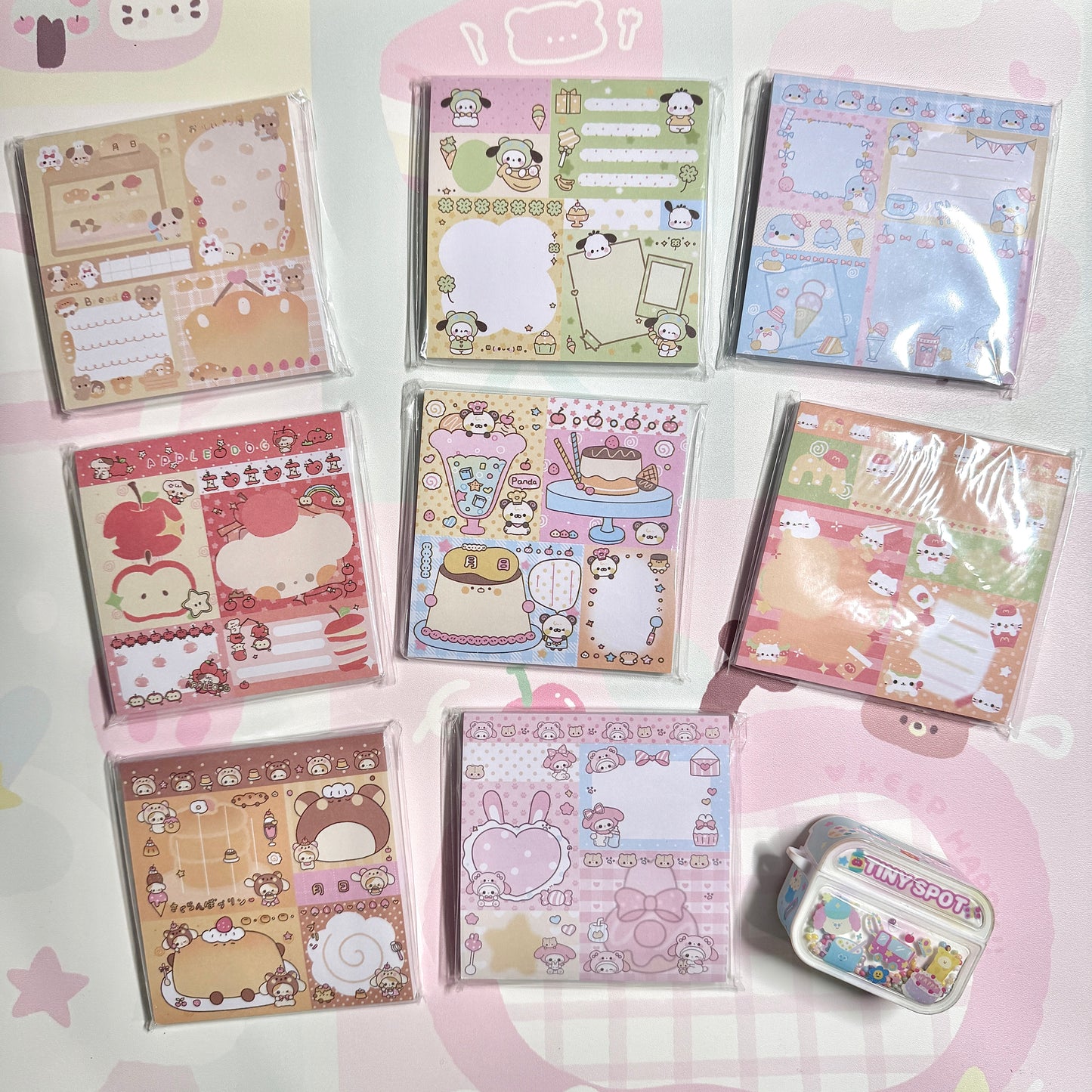 Kawaii Stationery Forest Diary Patchwork Memo Pad - 4 x 4 in, 50 sheets, 1 unit