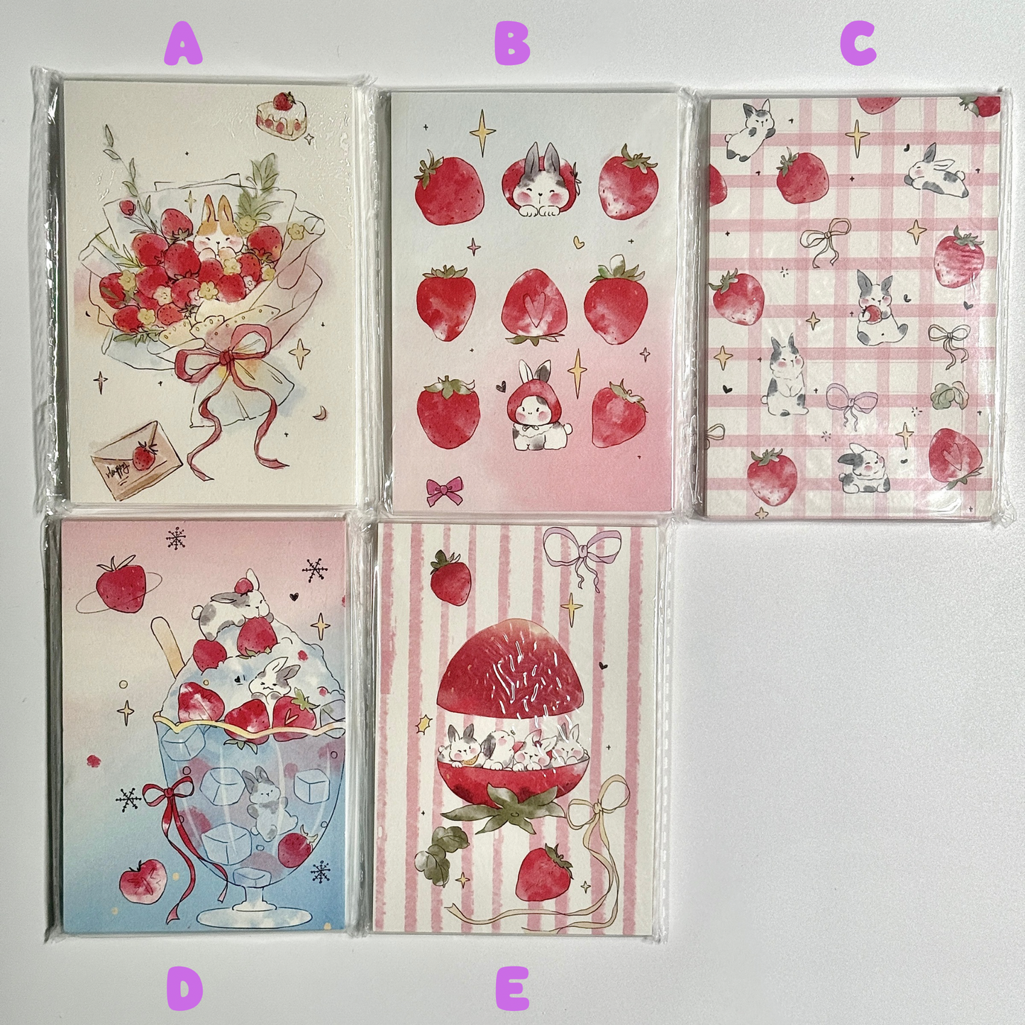 Strawberry Bunny Bear Memo Pad - 50 sheets, 1 unit