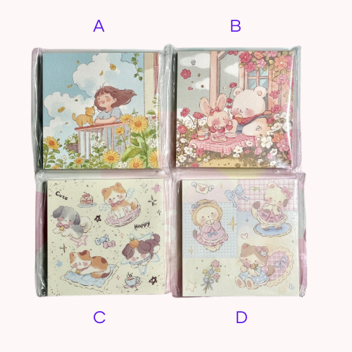 Kawaii Stationery Garden Memo Pad - Square 3 x 3 in, 50 sheets, 1 unit