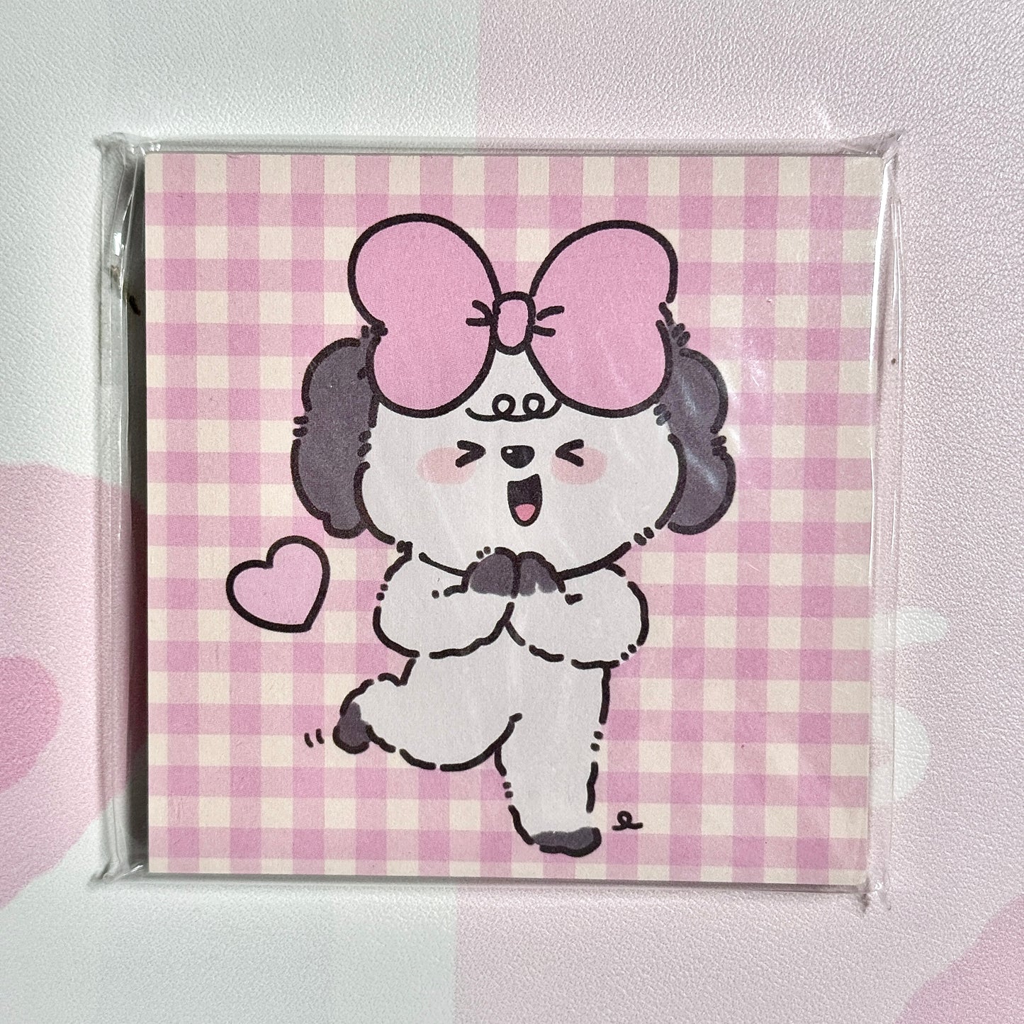 Kawaii Stationery Pink Pup Life Memo Pad - Square 3 x 3 in, 50 sheets, 1 unit