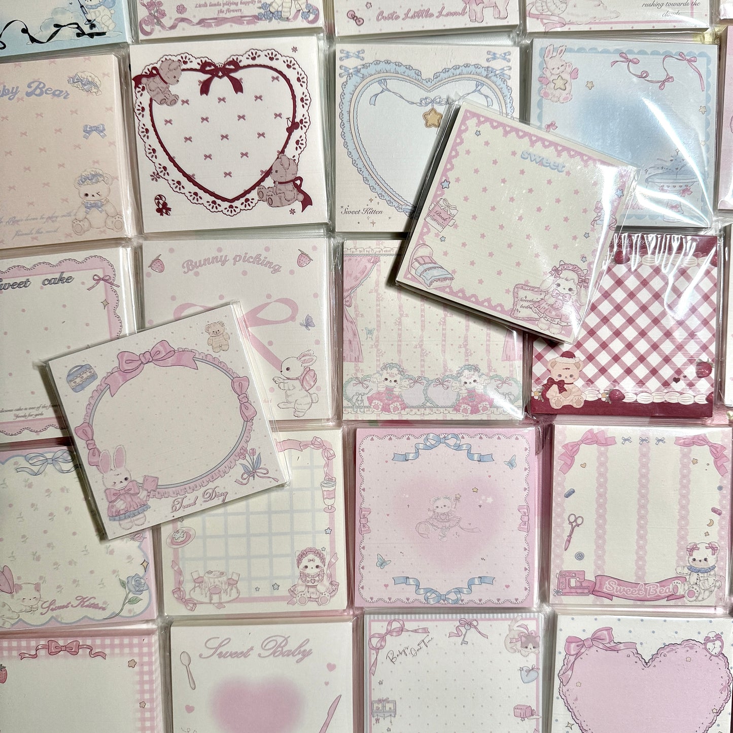 Kawaii Stationery Pink Cotton Lace Memo Pad - 50 sheets, 1 unit