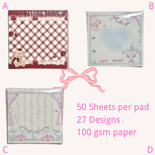 Kawaii Stationery Pink Cotton Lace Memo Pad - 50 sheets, 1 unit