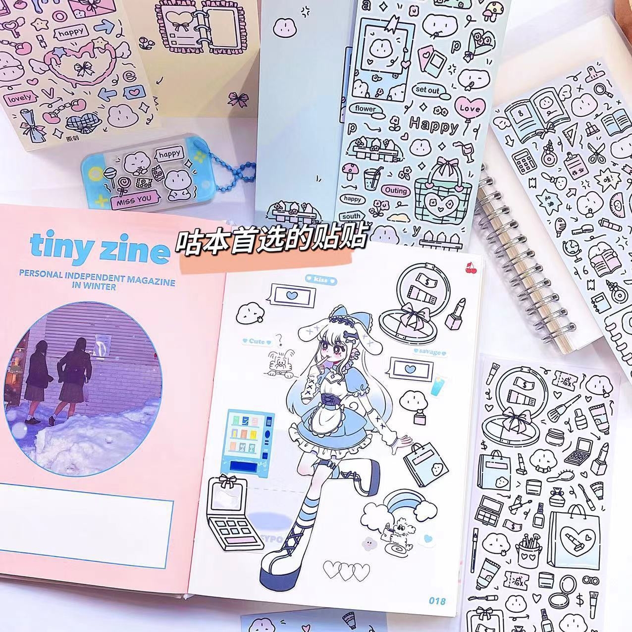 Wakawaka Kawaii Waterproof Bunny Bear Daily Stickers