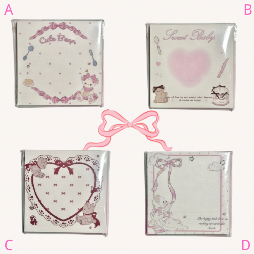 Kawaii Stationery Pink Cotton Lace Memo Pad - 50 sheets, 1 unit