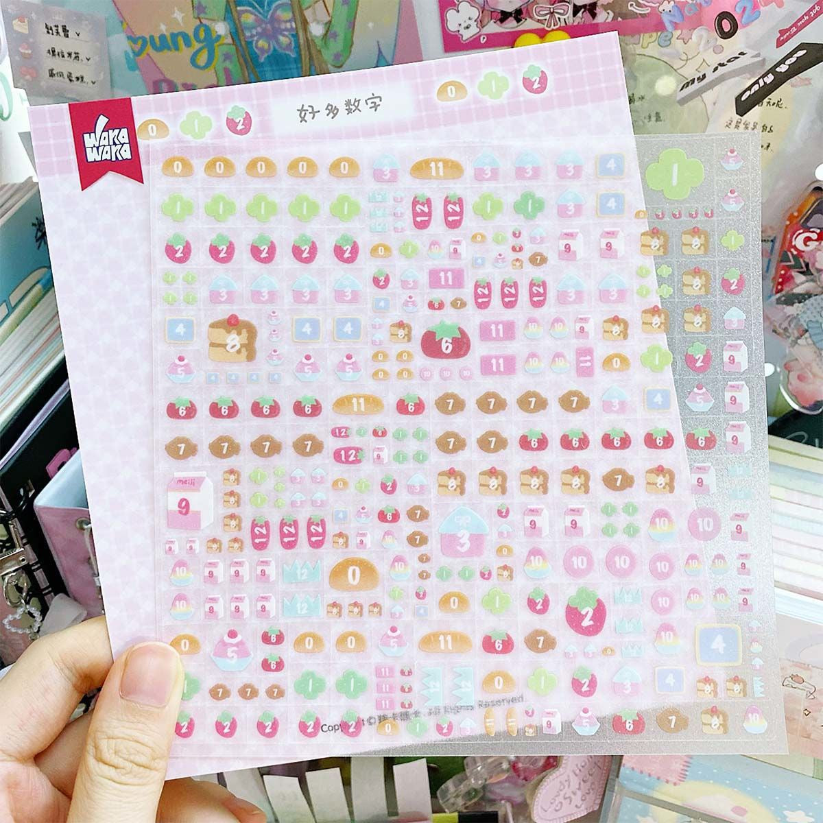 Wakawaka Glitter Square Number Alphabet Animal Food Stickers