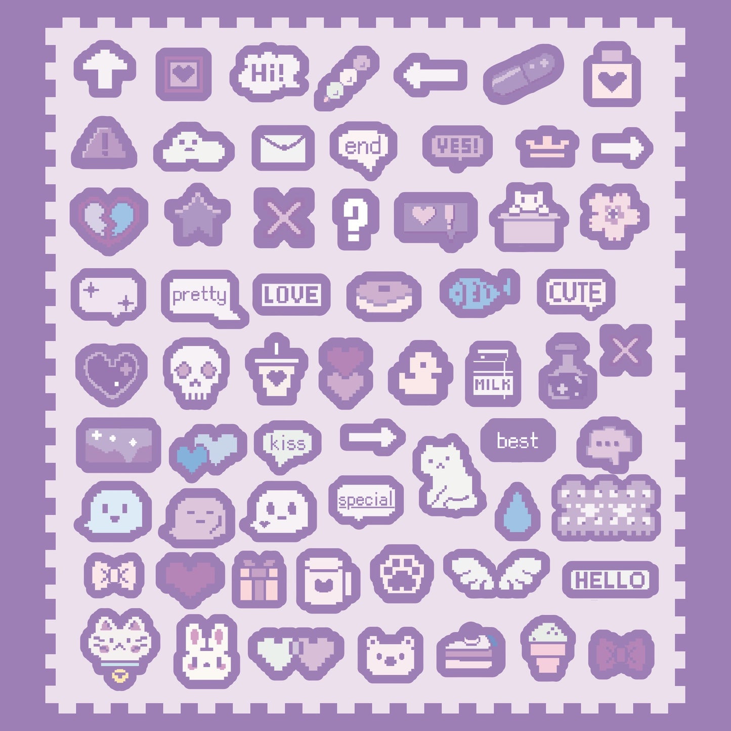 Kawaii Pixel Stickers