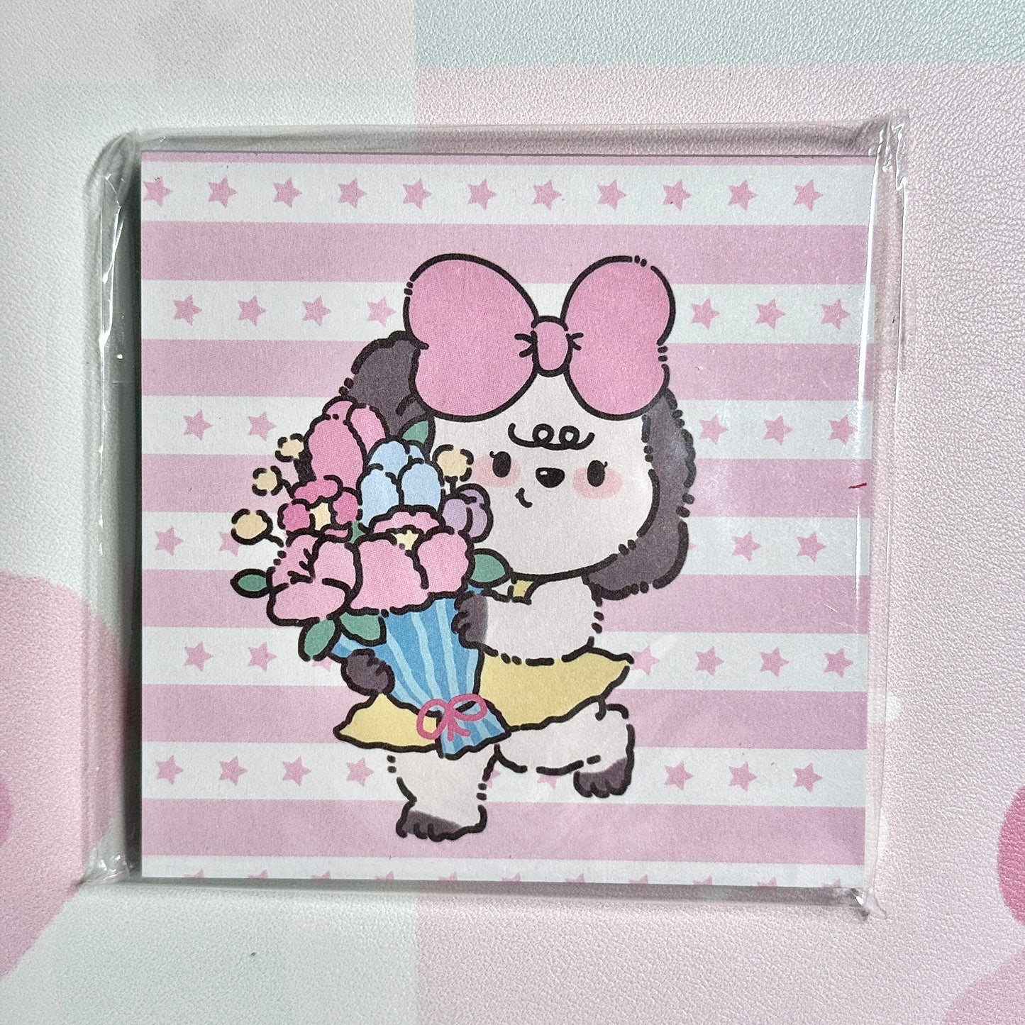 Kawaii Stationery Pink Pup Life Memo Pad - Square 3 x 3 in, 50 sheets, 1 unit