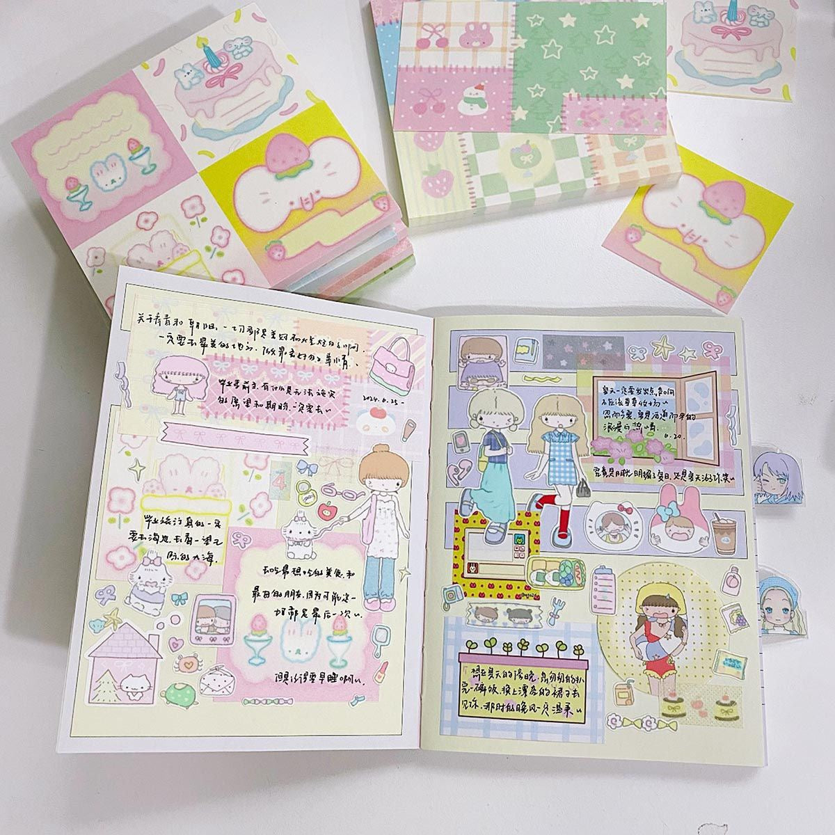 Kawaii Stationery Japanese Cartoon Patchwork Memo Pad - 50 sheets, 1 unit