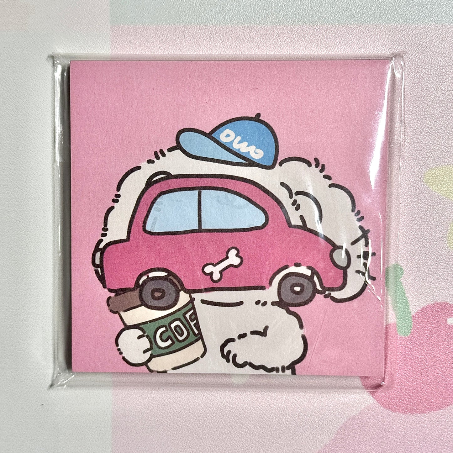 Kawaii Stationery Pink Pup Life Memo Pad - Square 3 x 3 in, 50 sheets, 1 unit