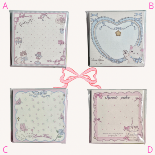 Kawaii Stationery Pink Cotton Lace Memo Pad - 50 sheets, 1 unit