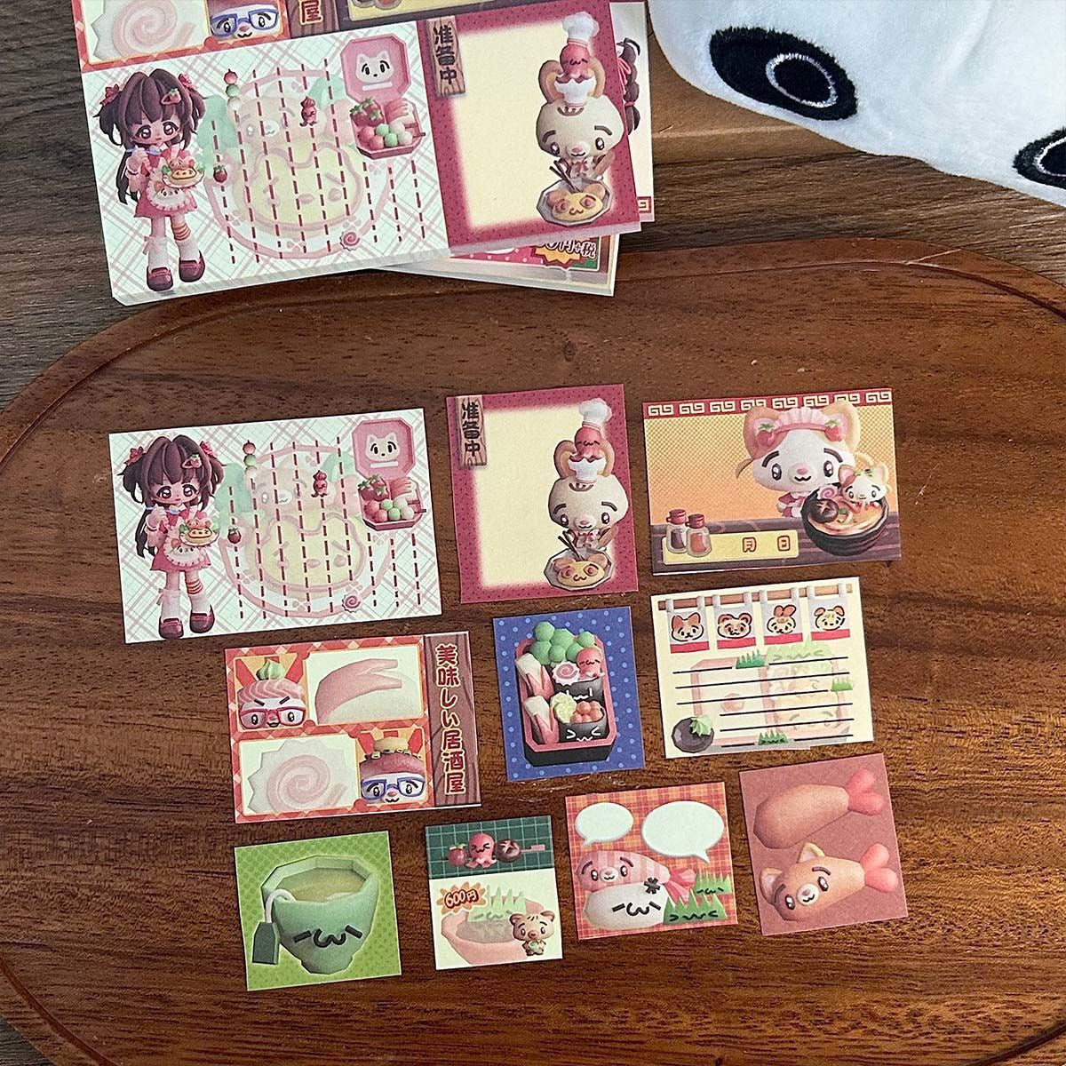 Retro Tear-Off Patchwork Notepad – Cute Showa-Style Café Series | Vintage Animals & Food | Journaling Background & Collage Paper