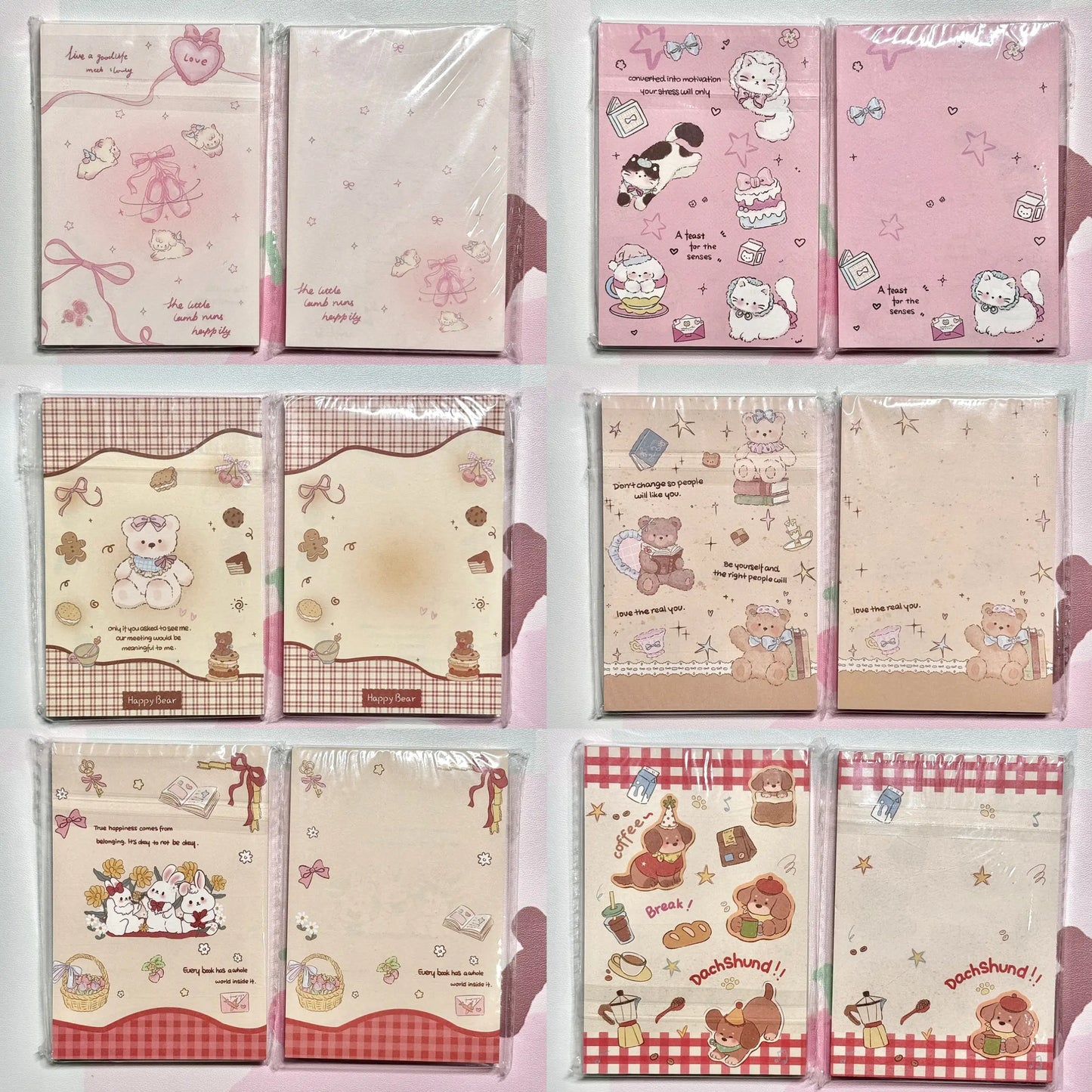 Kawaii Stationery Cartoon Petite Joy Double Sided Memo Pad - 50 sheets, 1 unit