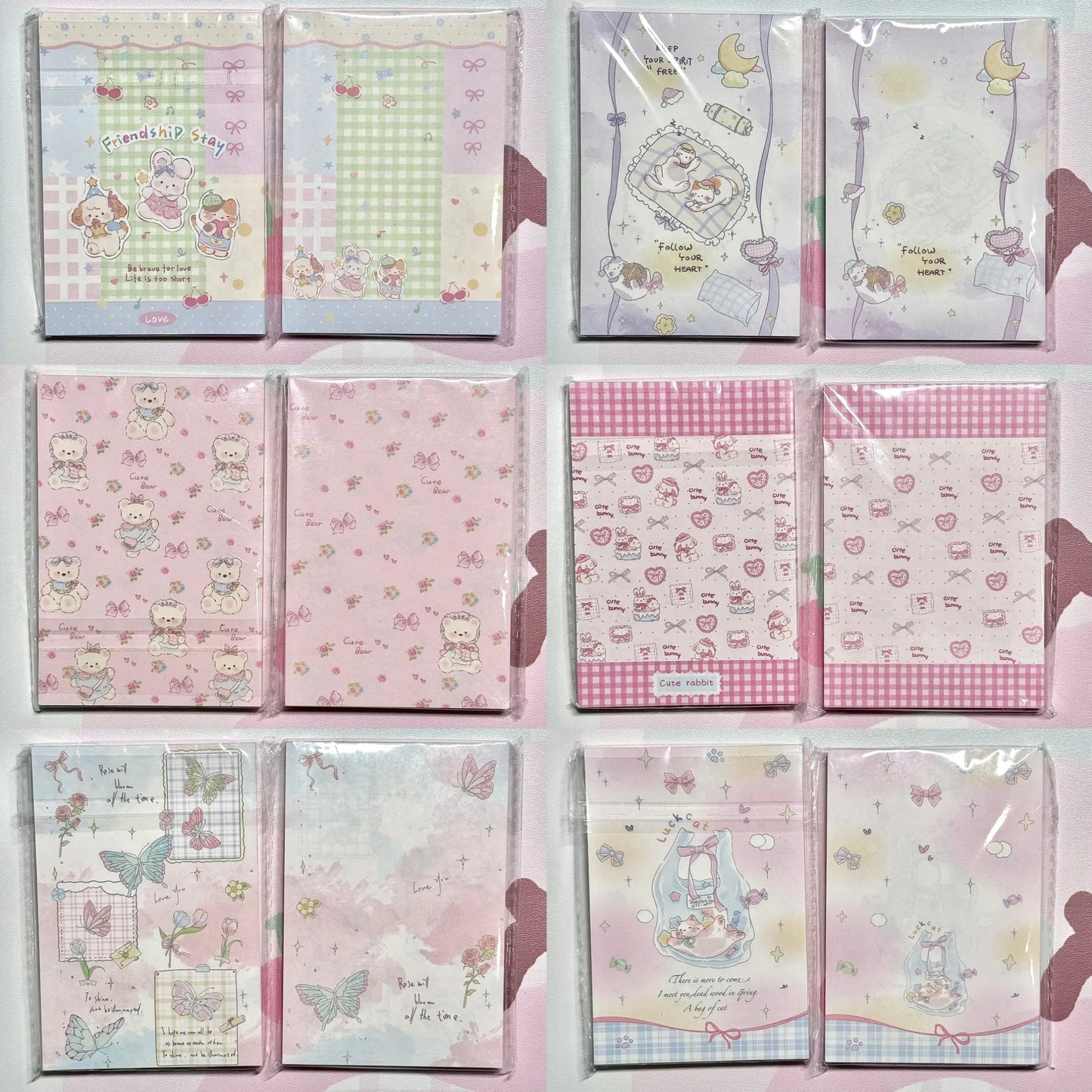 Kawaii Stationery Cartoon Petite Joy Double Sided Memo Pad - 50 sheets, 1 unit