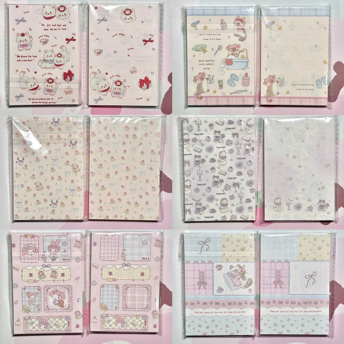 Kawaii Stationery Cartoon Petite Joy Double Sided Memo Pad - 50 sheets, 1 unit