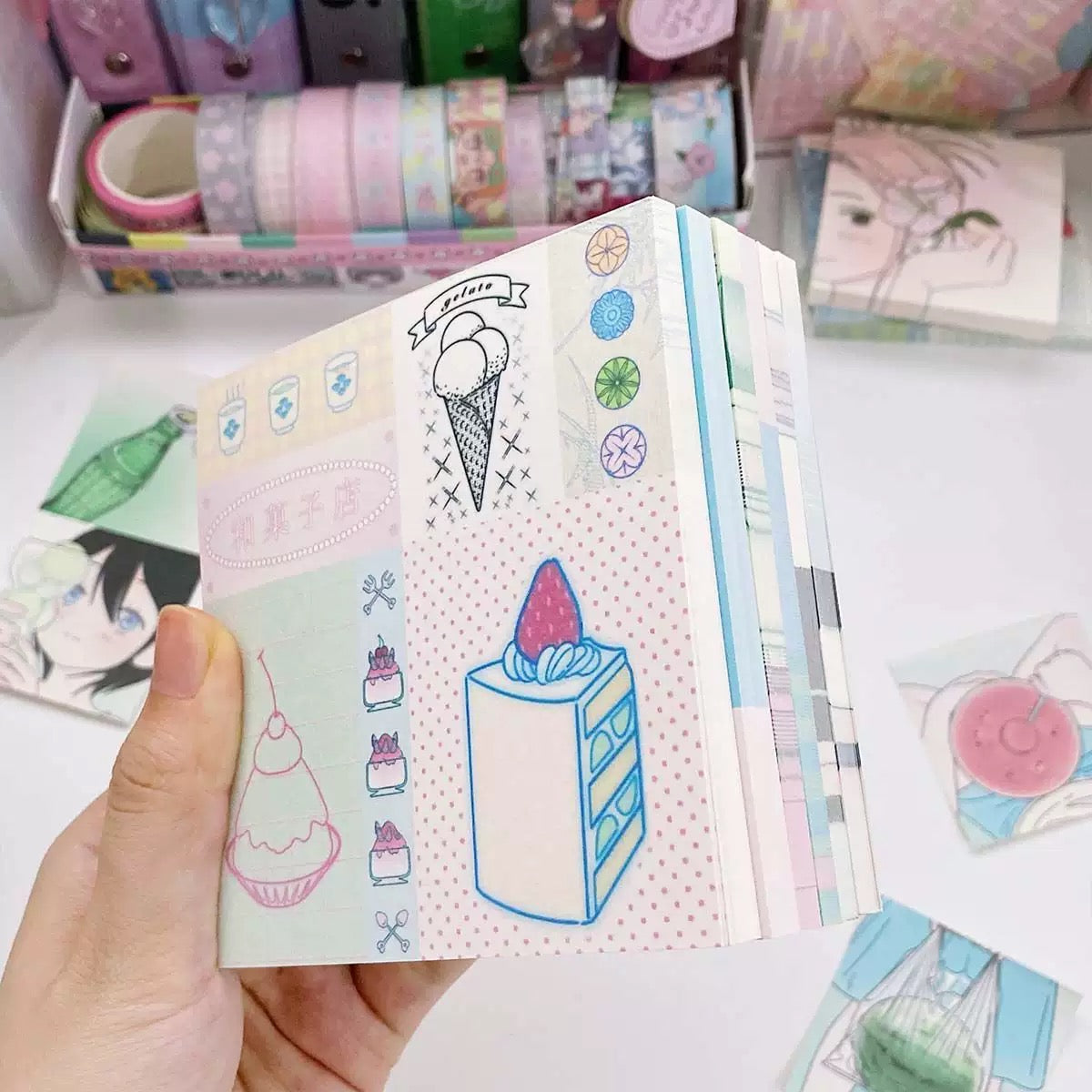 Kawaii Stationery Japanese Summer Patchwork Memo Pad - 50 sheets, 1 unit