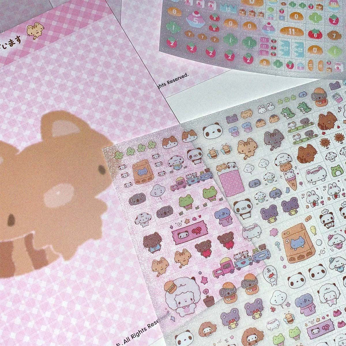 Wakawaka Glitter Square Number Alphabet Animal Food Stickers
