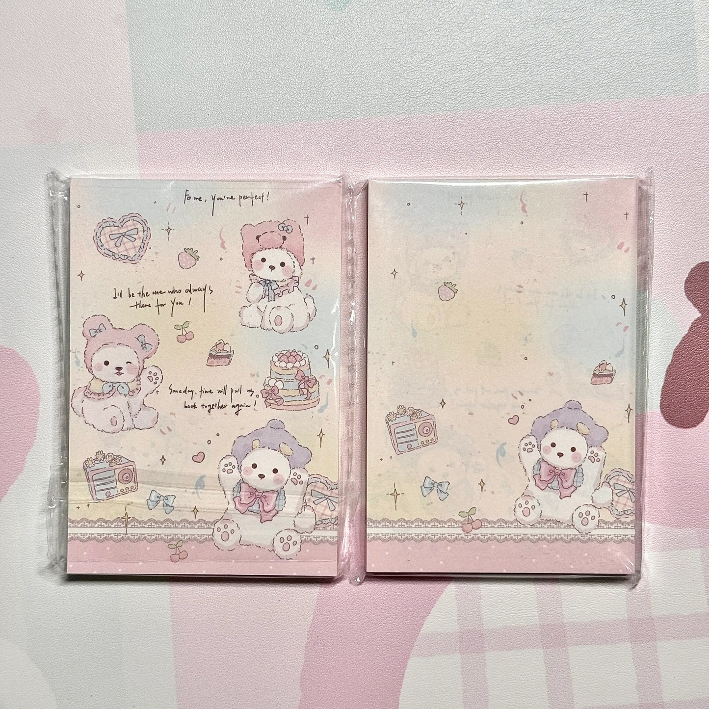 Kawaii Stationery Cartoon Petite Joy Double Sided Memo Pad - 50 sheets, 1 unit