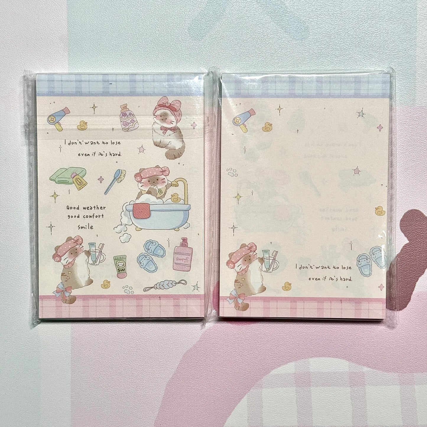 Kawaii Stationery Cartoon Petite Joy Double Sided Memo Pad - 50 sheets, 1 unit
