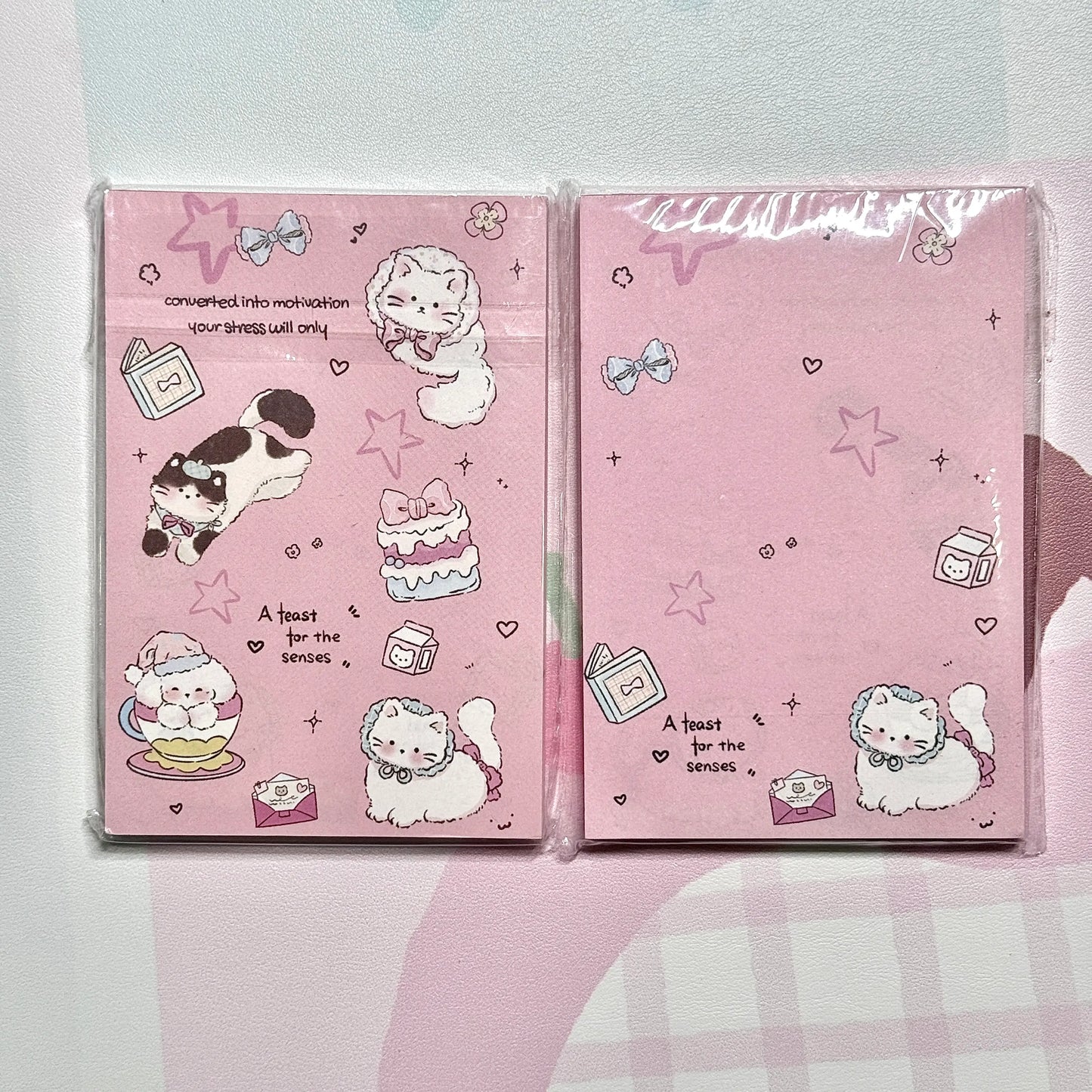 Kawaii Stationery Cartoon Petite Joy Double Sided Memo Pad - 50 sheets, 1 unit