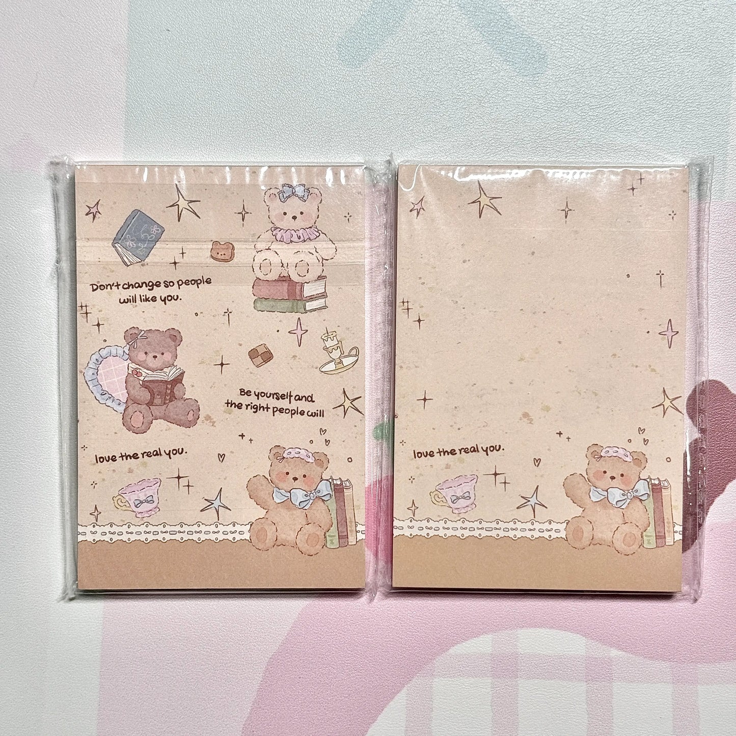 Kawaii Stationery Cartoon Petite Joy Double Sided Memo Pad - 50 sheets, 1 unit