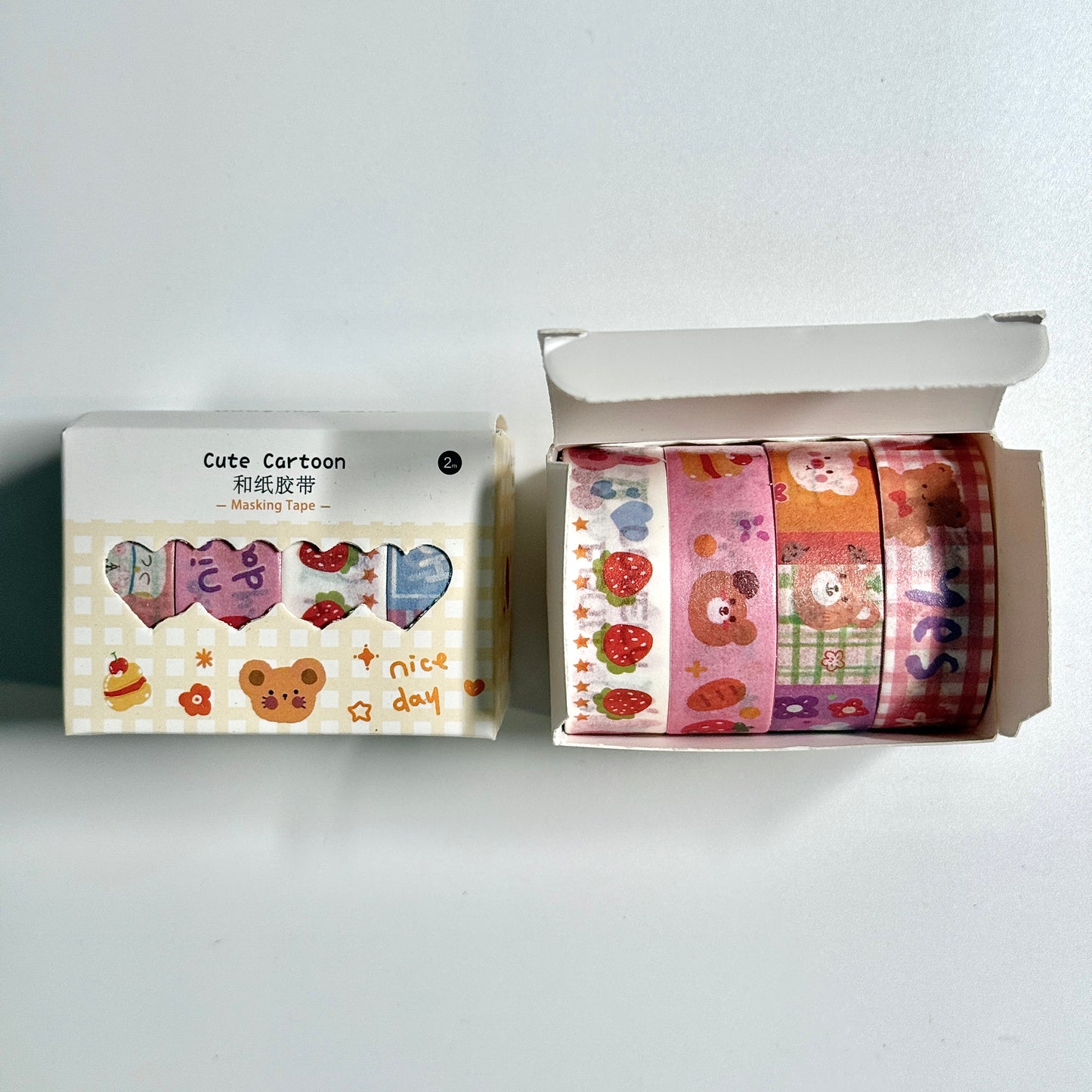Cute Cartoon 4 Rolls Washi Tape Set for Journaling