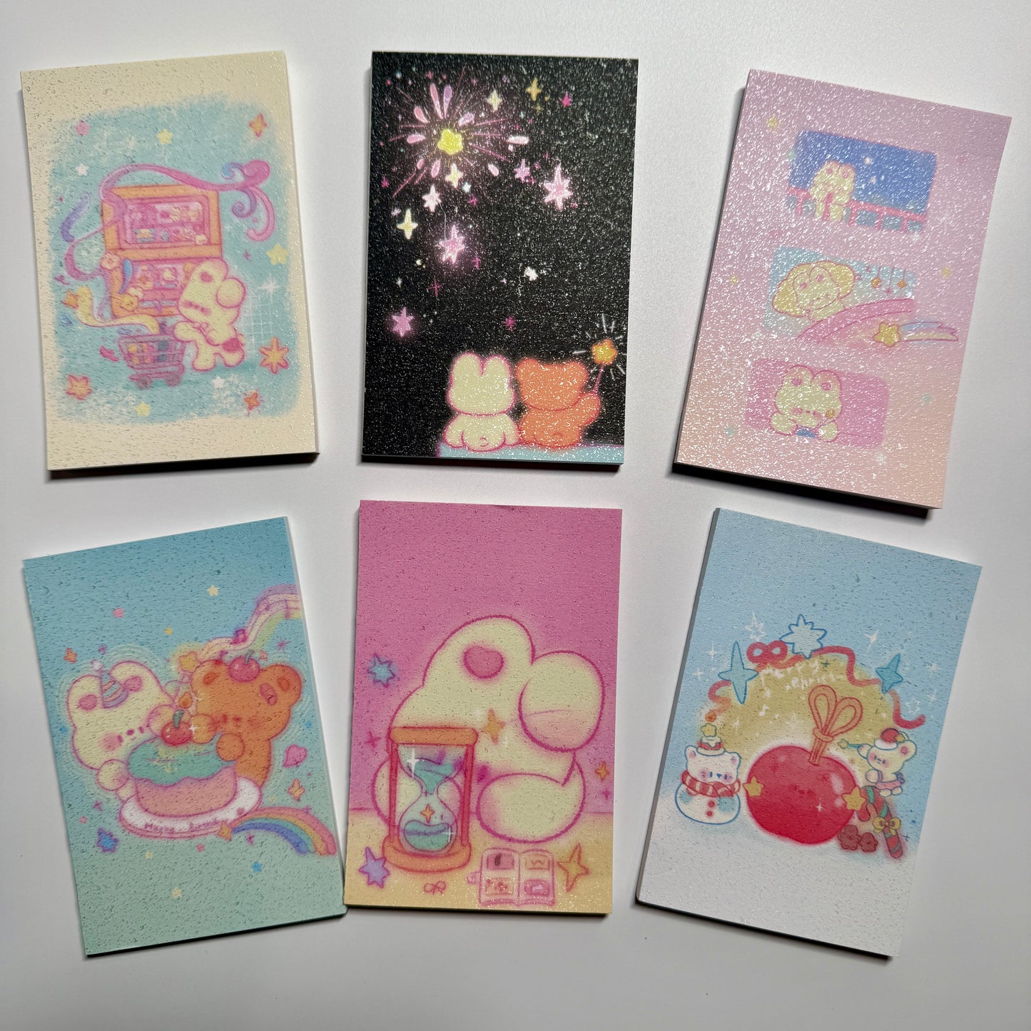 Cute Aesthetic Stationery A7 Glitter Frosted Fluffy Bunny Memo Pad - 3.2 x 4.7 in, 30 sheets, 1 unit
