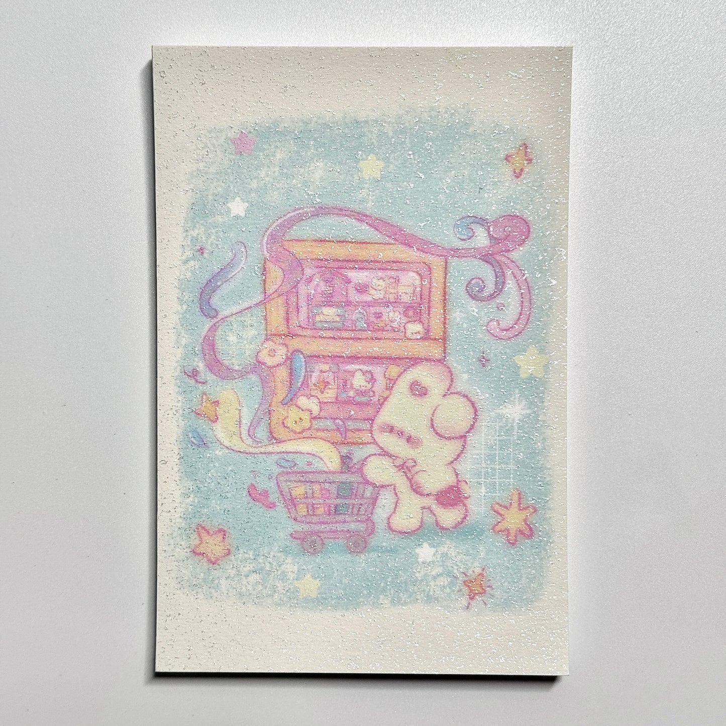 Cute Aesthetic Stationery A7 Glitter Frosted Fluffy Bunny Memo Pad - 3.2 x 4.7 in, 30 sheets, 1 unit