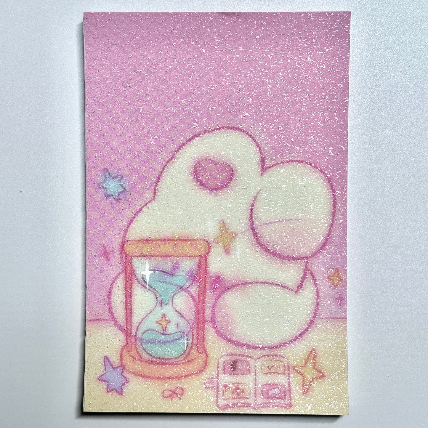 Cute Aesthetic Stationery A7 Glitter Frosted Fluffy Bunny Memo Pad - 3.2 x 4.7 in, 30 sheets, 1 unit