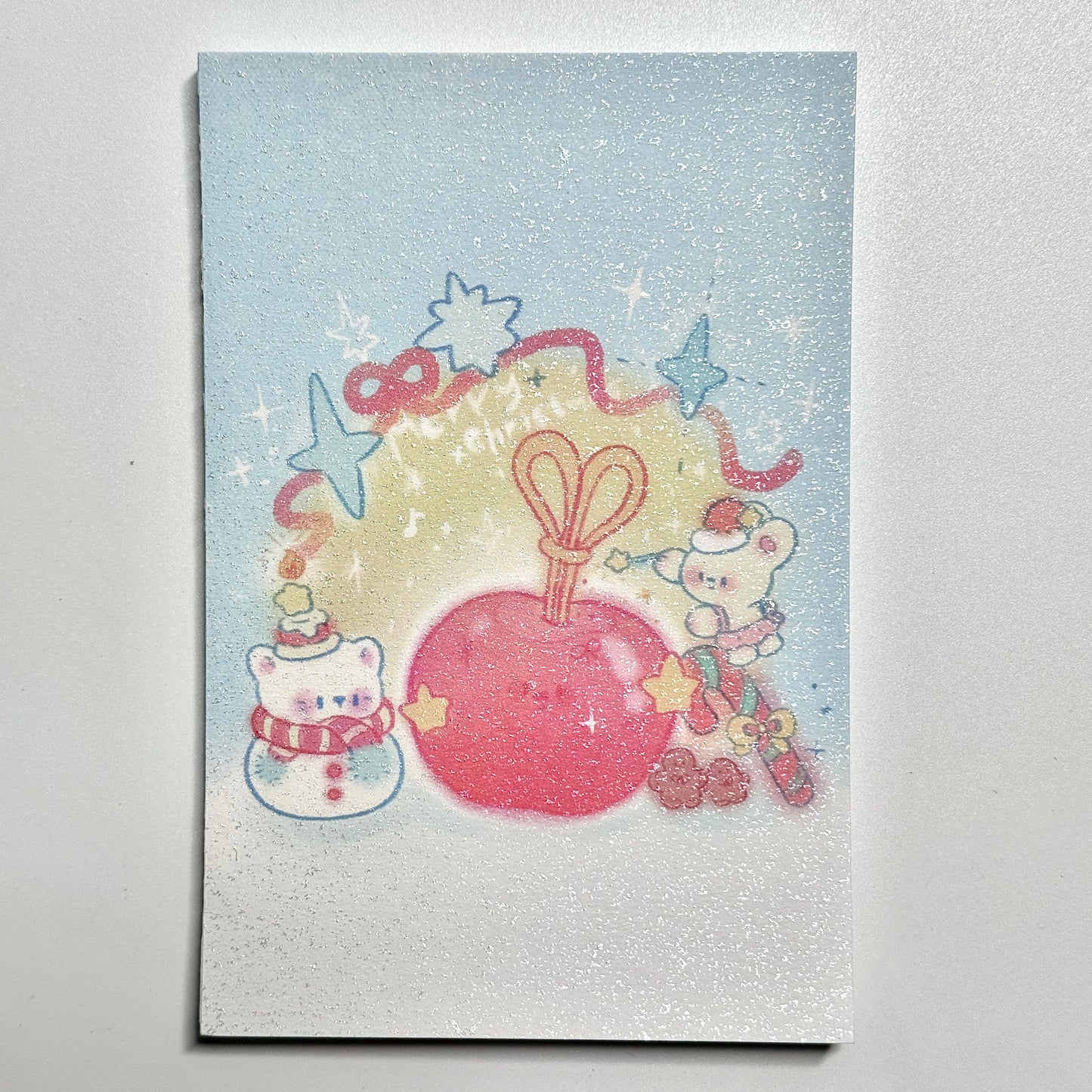 Cute Aesthetic Stationery A7 Glitter Frosted Fluffy Bunny Memo Pad - 3.2 x 4.7 in, 30 sheets, 1 unit