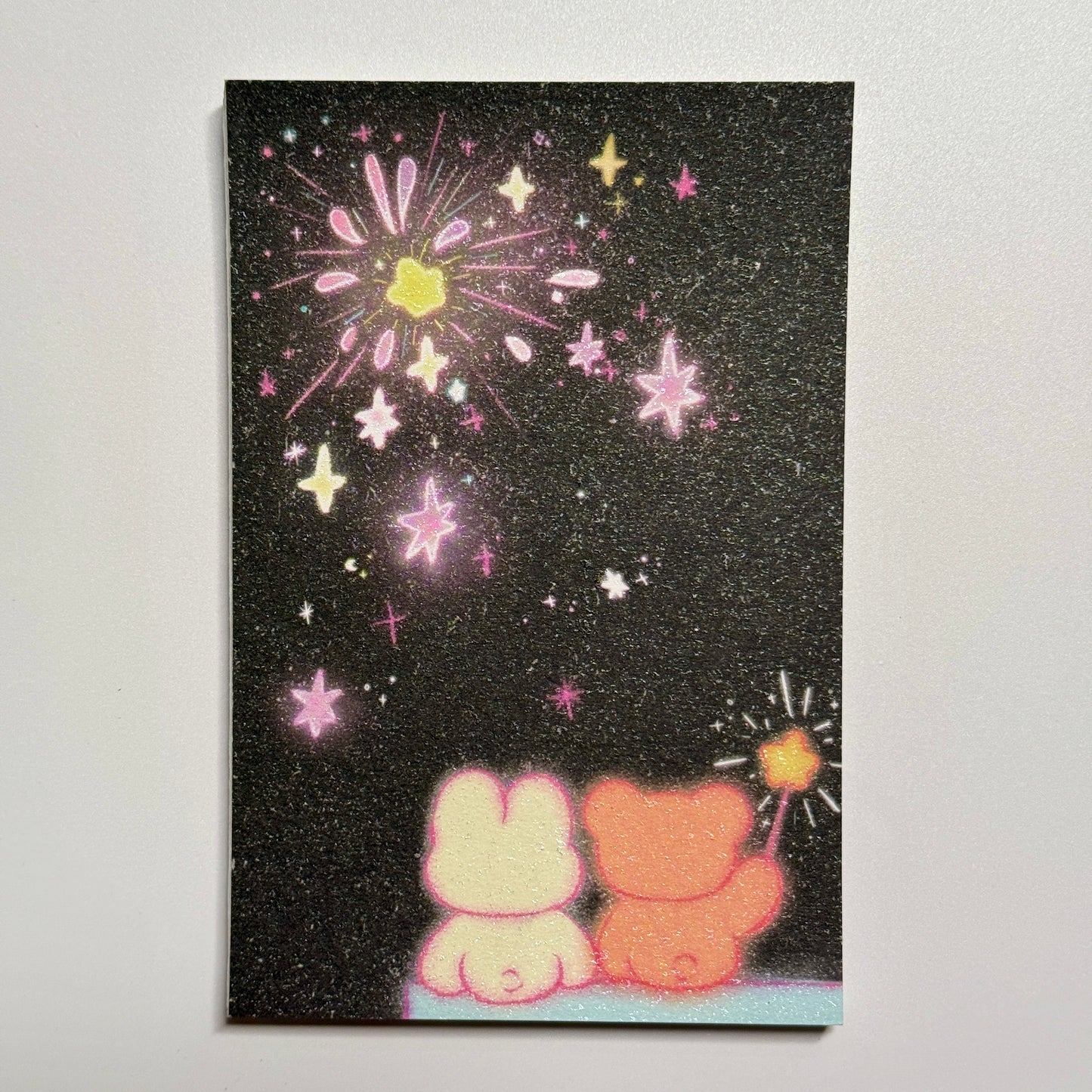 Cute Aesthetic Stationery A7 Glitter Frosted Fluffy Bunny Memo Pad - 3.2 x 4.7 in, 30 sheets, 1 unit