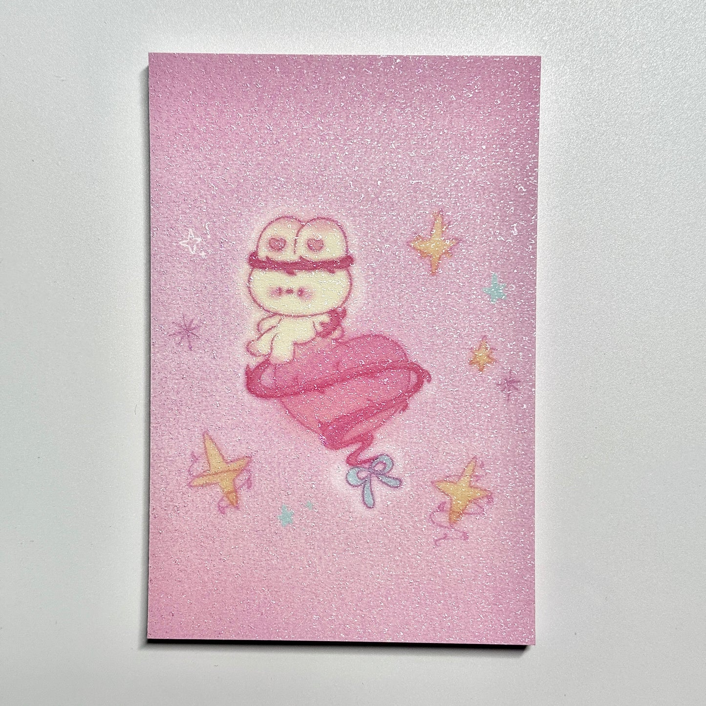 Cute Aesthetic Stationery A7 Glitter Frosted Fluffy Bunny Memo Pad - 3.2 x 4.7 in, 30 sheets, 1 unit