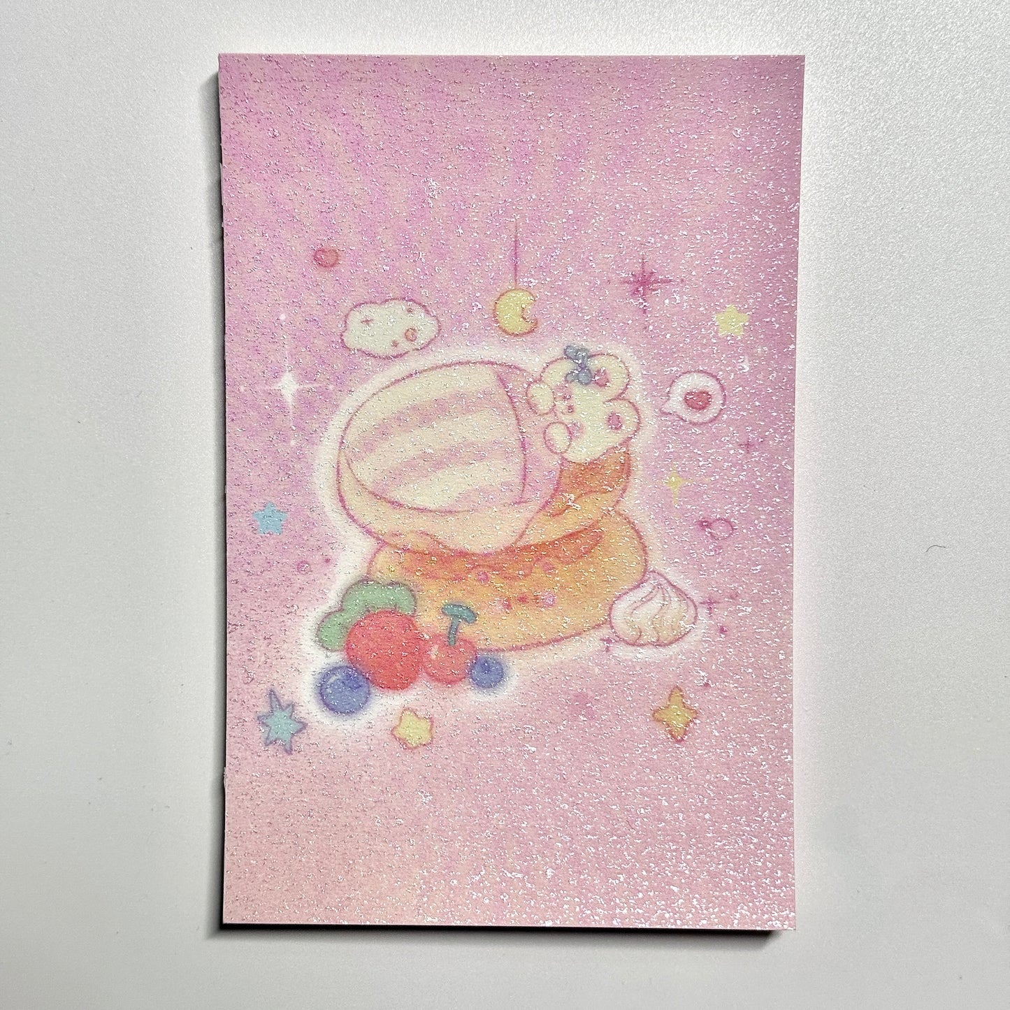 Cute Aesthetic Stationery A7 Glitter Frosted Fluffy Bunny Memo Pad - 3.2 x 4.7 in, 30 sheets, 1 unit
