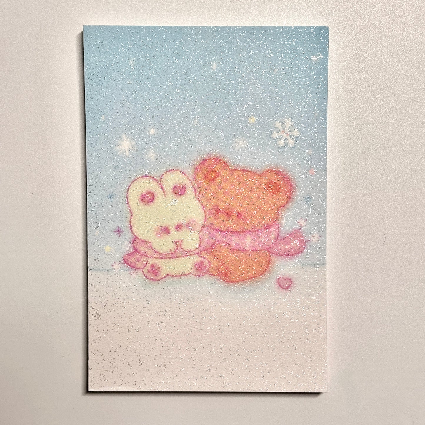 Cute Aesthetic Stationery A7 Glitter Frosted Fluffy Bunny Memo Pad - 3.2 x 4.7 in, 30 sheets, 1 unit