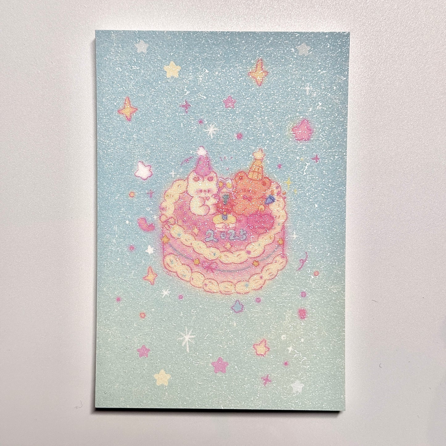 Cute Aesthetic Stationery A7 Glitter Frosted Fluffy Bunny Memo Pad - 3.2 x 4.7 in, 30 sheets, 1 unit