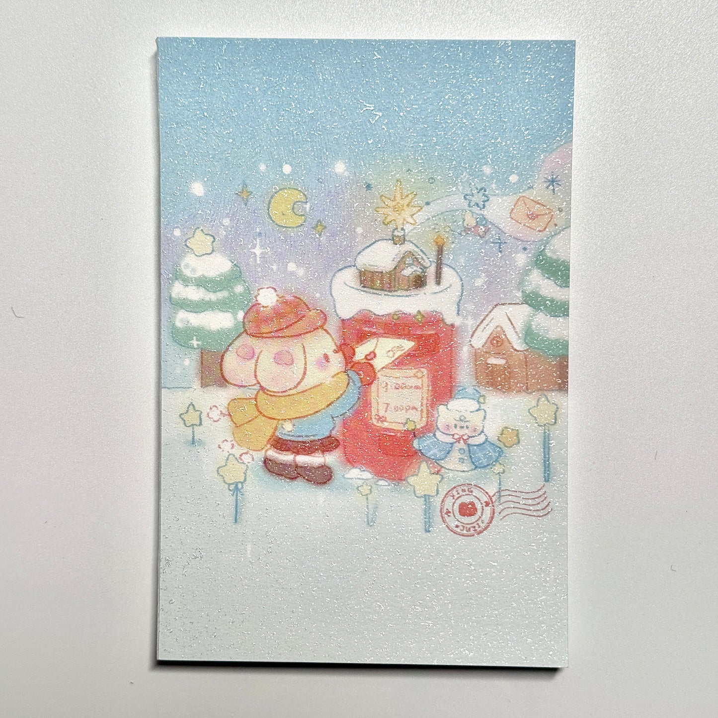 Cute Aesthetic Stationery A7 Glitter Frosted Fluffy Bunny Memo Pad - 3.2 x 4.7 in, 30 sheets, 1 unit