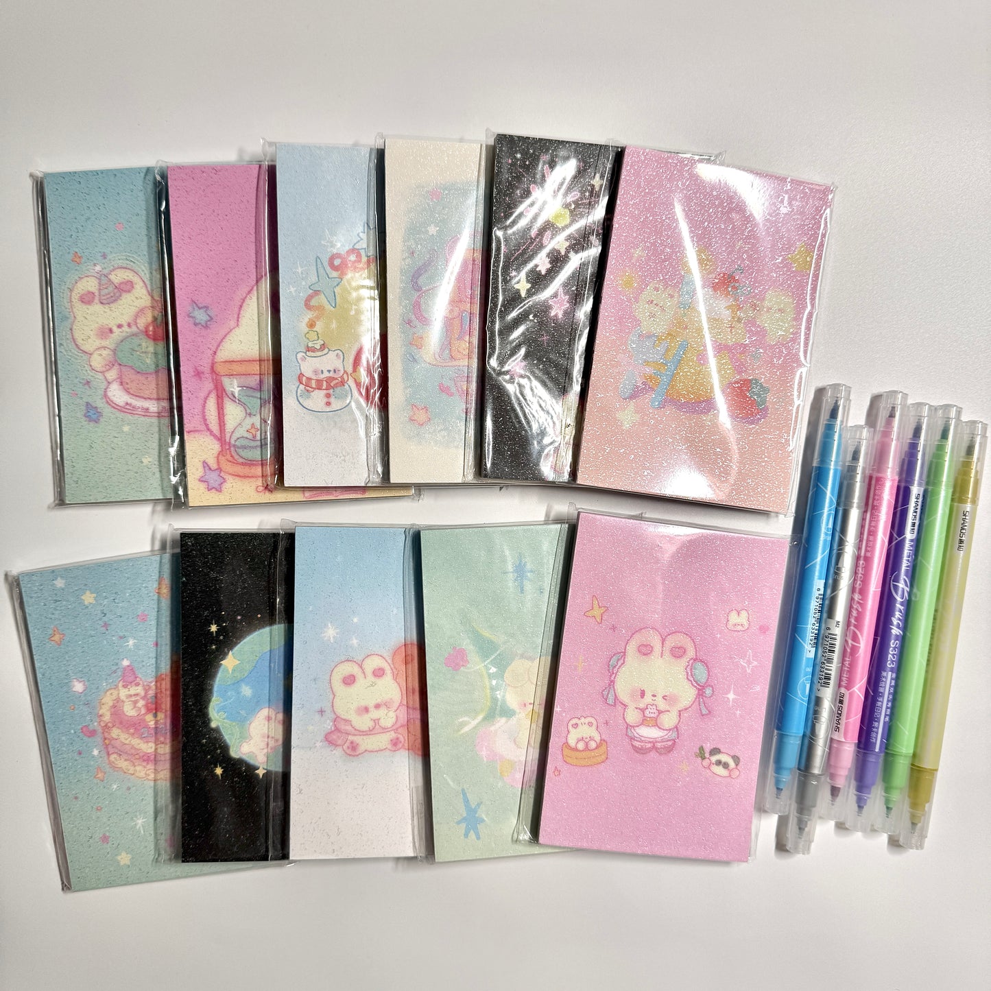 Cute Aesthetic Stationery A7 Glitter Frosted Fluffy Bunny Memo Pad - 3.2 x 4.7 in, 30 sheets, 1 unit