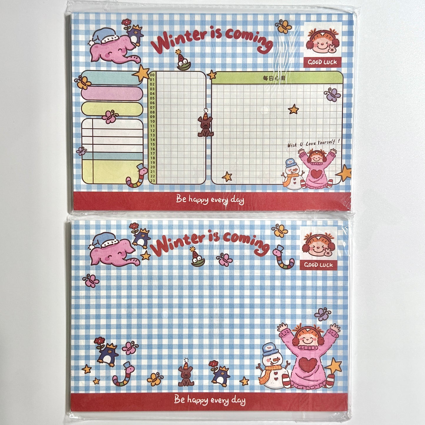 A5 Cute Cartoon Double Sided Notepad - 5.83 x 8.27 in, 30 sheets, 1 unit, Calendars, Weekly Planner