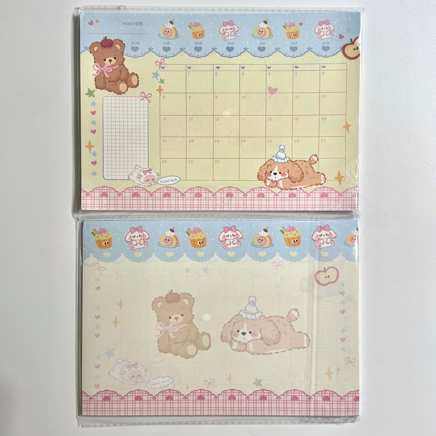 A5 Cute Cartoon Double Sided Notepad - 5.83 x 8.27 in, 30 sheets, 1 unit, Calendars, Weekly Planner