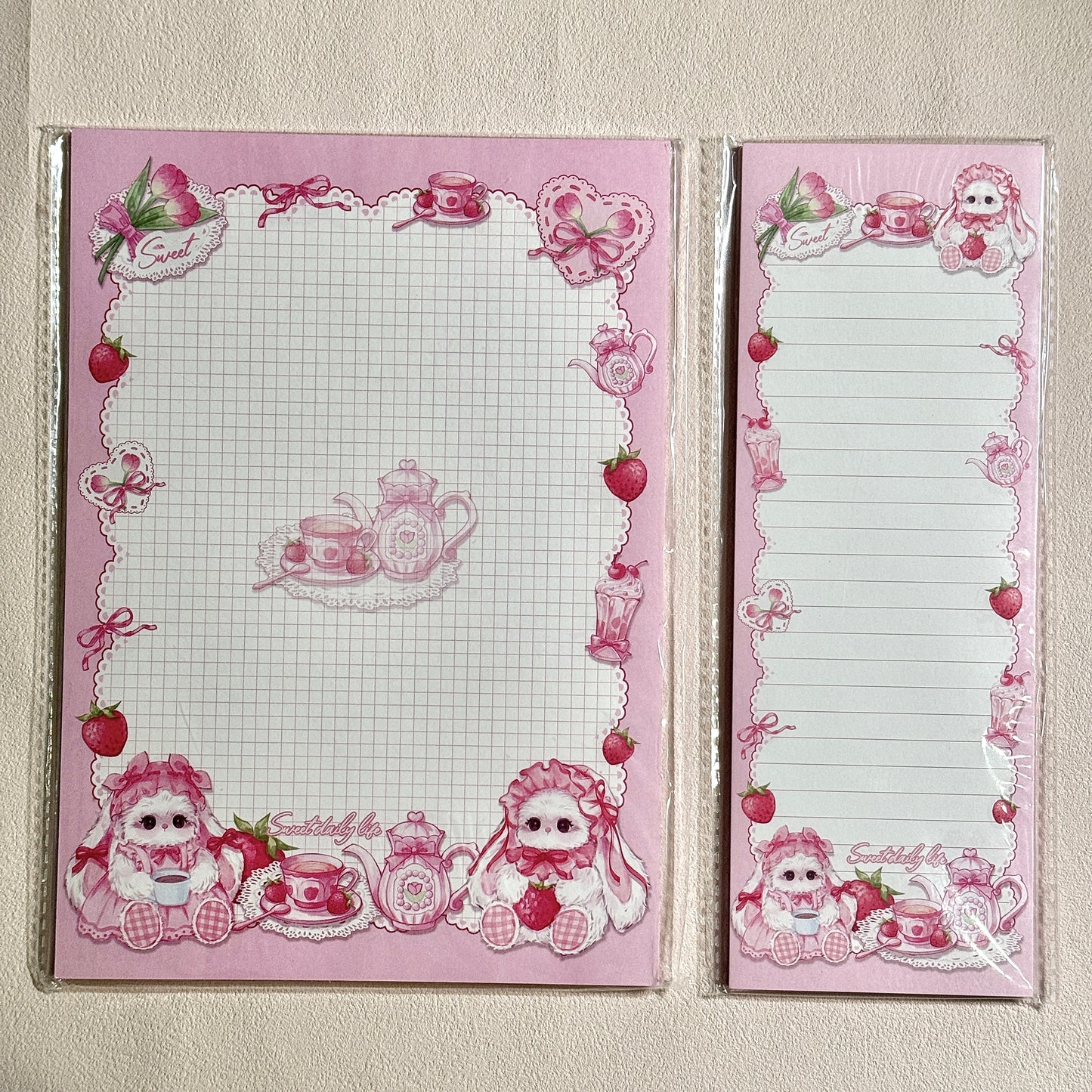 Cute Cartoon Strawberry Afternoon Tea B5 & Half Double Sided Notepad - 7 x10 in, 1 Unit