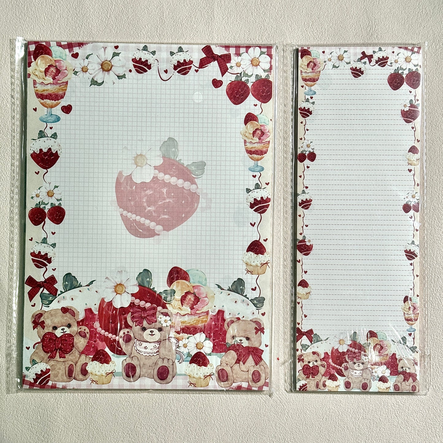 Cute Cartoon Strawberry Afternoon Tea B5 & Half Double Sided Notepad - 7 x10 in, 1 Unit
