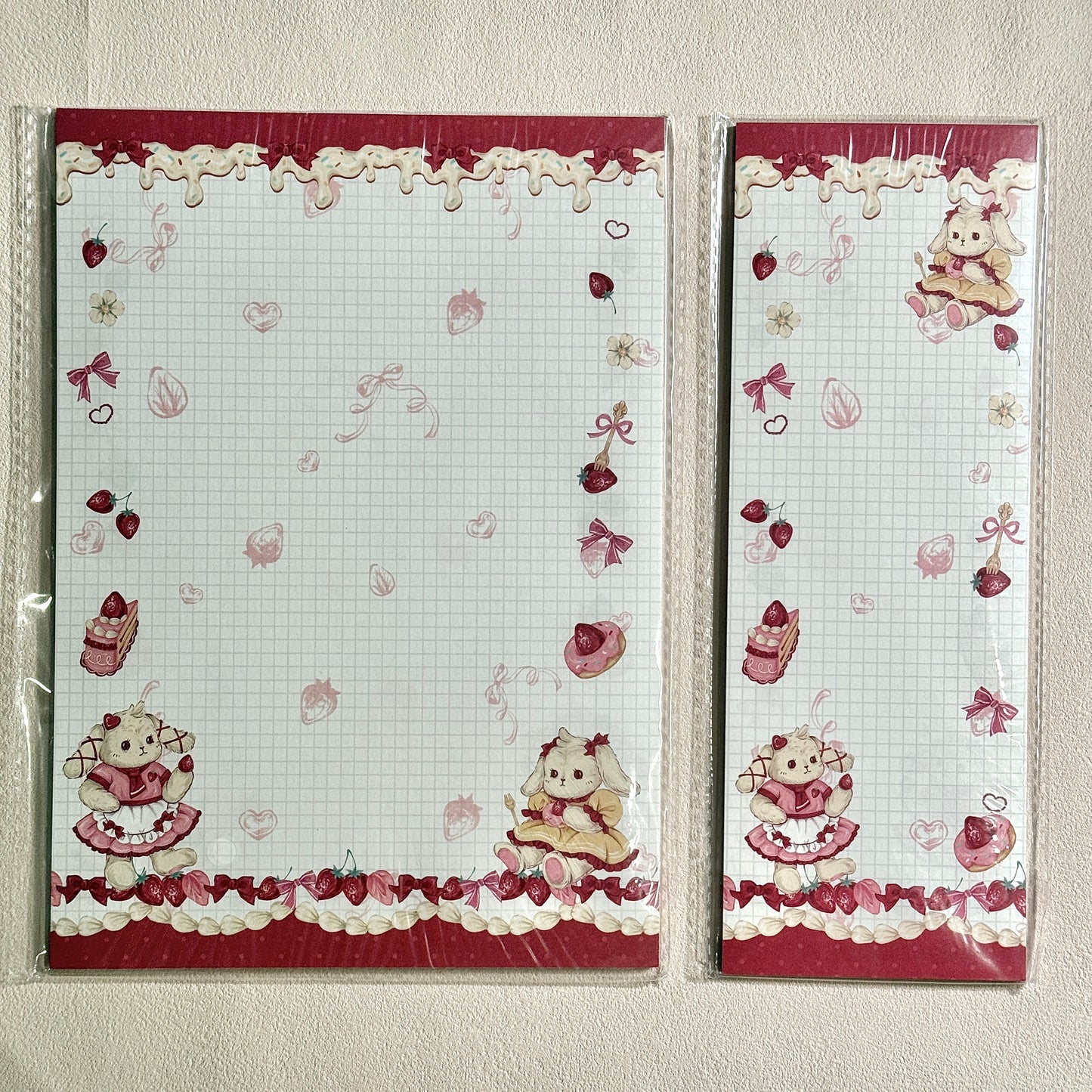Cute Cartoon Strawberry Afternoon Tea B5 & Half Double Sided Notepad - 7 x10 in, 1 Unit