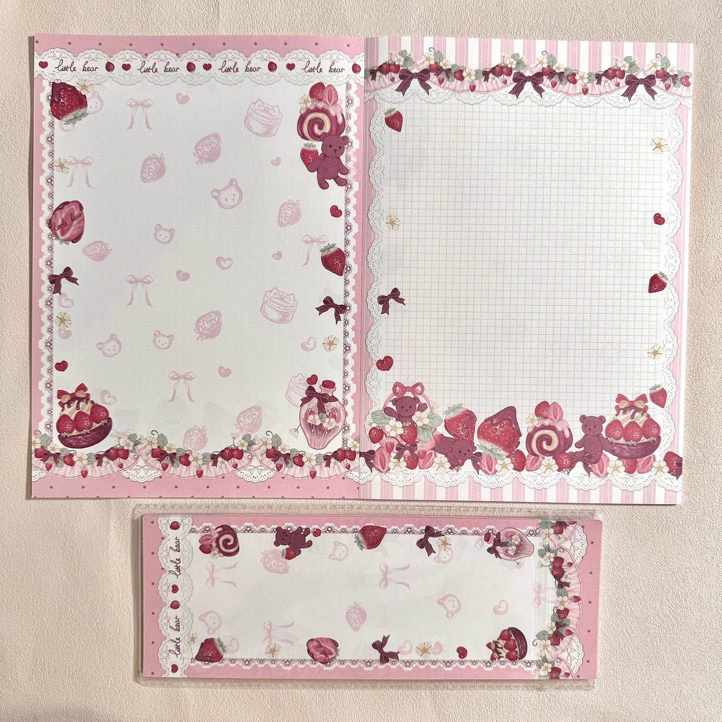 Cute Cartoon Strawberry Afternoon Tea B5 & Half Double Sided Notepad - 7 x10 in, 1 Unit
