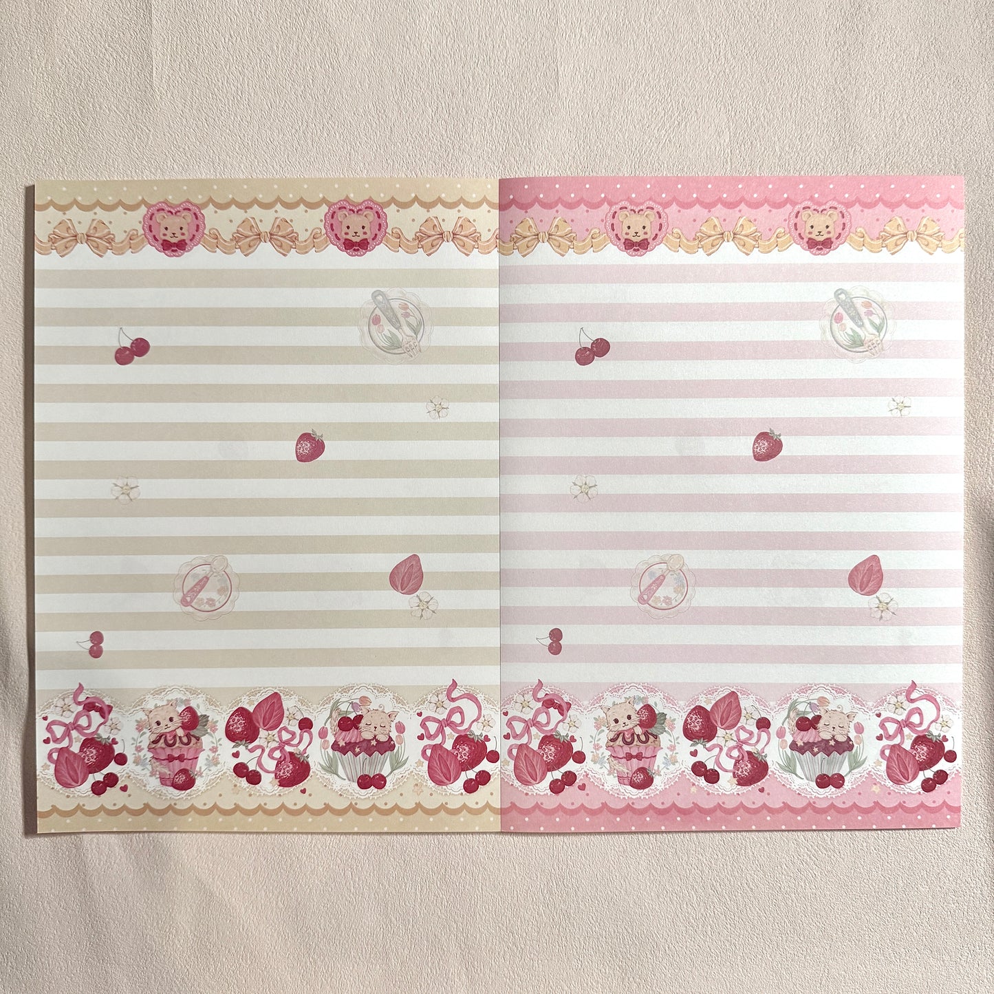 Cute Cartoon Strawberry Afternoon Tea B5 & Half Double Sided Notepad - 7 x10 in, 1 Unit