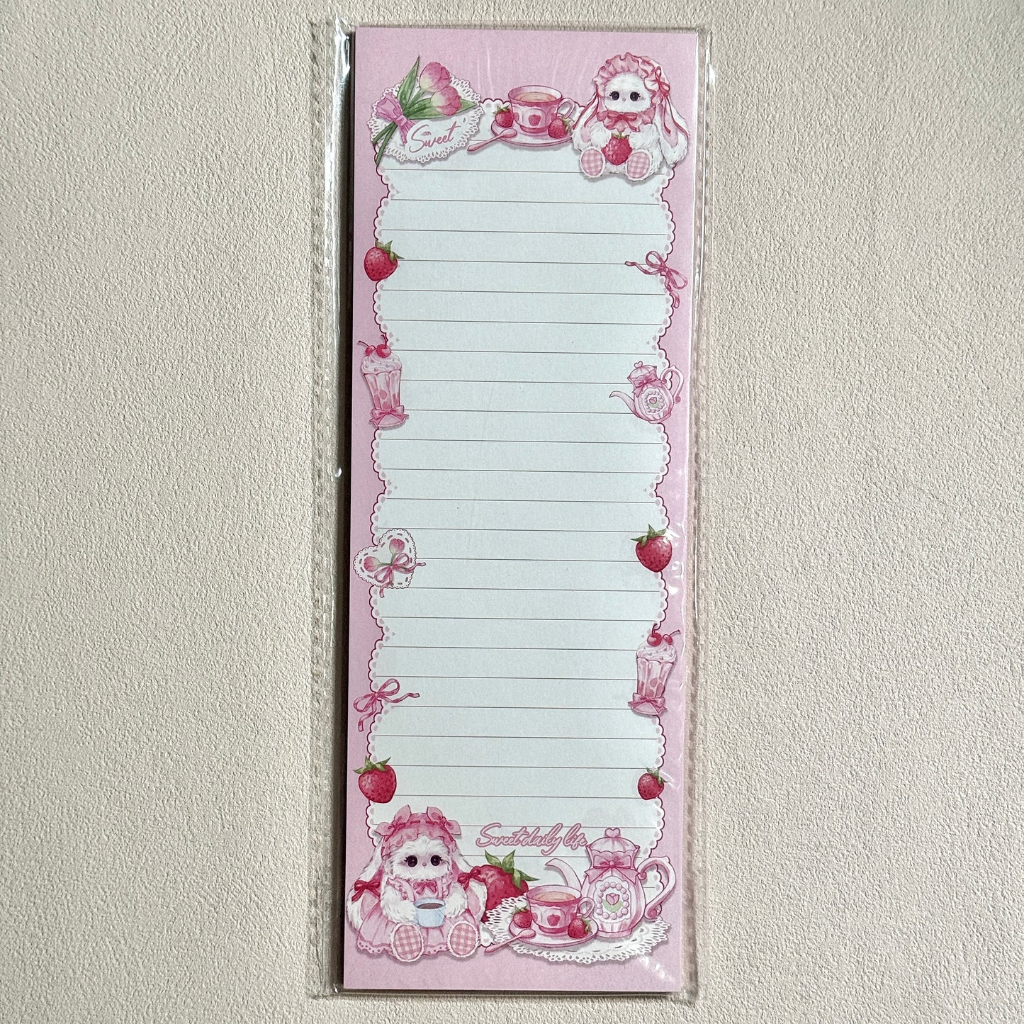 Cute Cartoon Strawberry Afternoon Tea B5 & Half Double Sided Notepad - 7 x10 in, 1 Unit