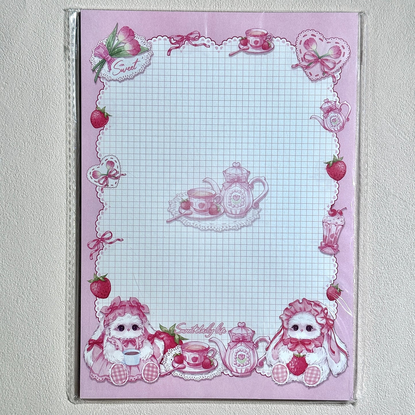 Cute Cartoon Strawberry Afternoon Tea B5 & Half Double Sided Notepad - 7 x10 in, 1 Unit